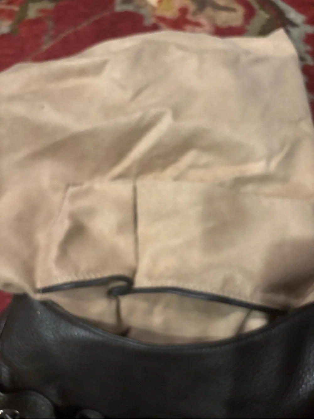 Charles David-Classic Brown Leather Drawstring Hobo Bag, magnetic clasp closure